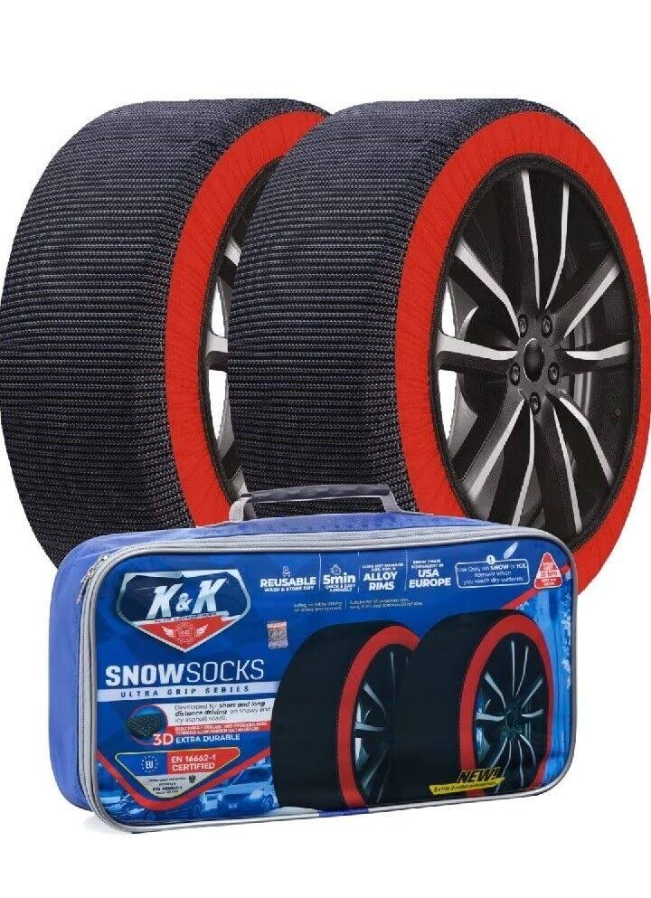 K&K Automotive Snow Socks For Tires - Pro Series For Ultimate Grip 2024 Model Alternative For Tire Snow Chain - Auto Traction Device For Passenger