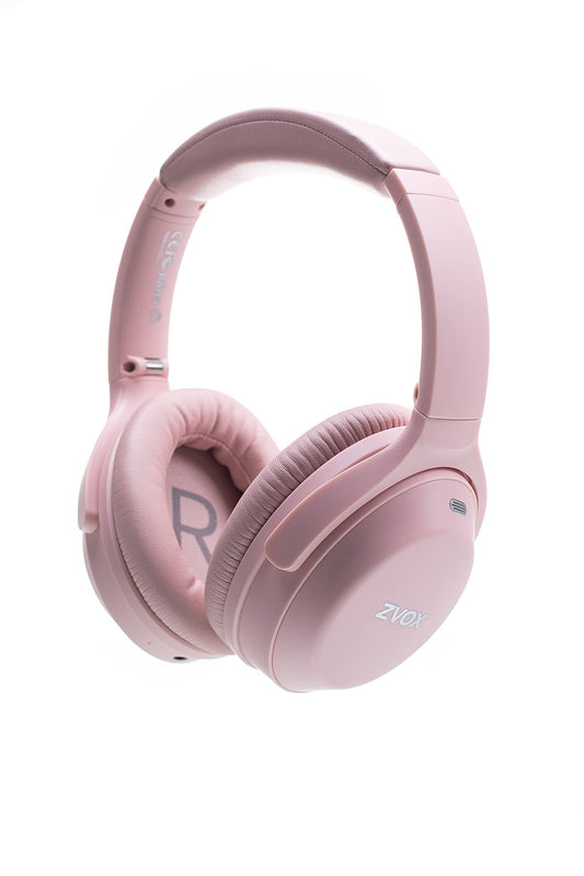 Zvox Av52 Noise Cancelling Over Ear Bluetooth Headphones, Pink